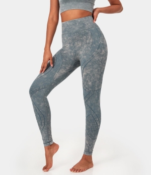 Halara Seamless Flow High Waisted Acid Wash 7/8 Women's Leggings Light Blue | 074893-ZIB