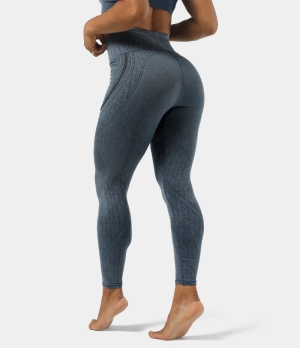 Halara Seamless Flow High Waisted Braided Wash Effect Women's Leggings Smoke Blue | 031248-IVG