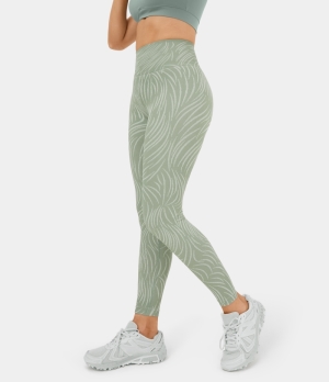 Halara Seamless Flow High Waisted Butt Lifting Zebra Stripe Yoga Women's Leggings Foam Green Zebra Stripe | 034569-UFL