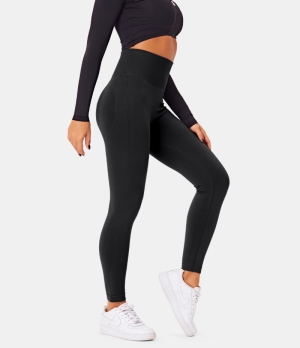 Halara Seamless Flow High Waisted Butt Lifting Plain Women's Leggings Black | 410695-OHI