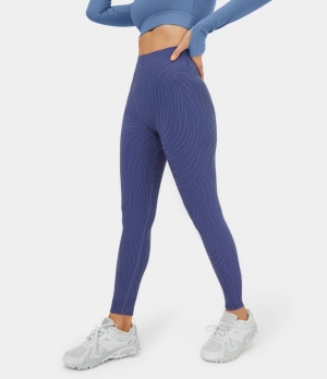 Halara Seamless Flow High Waisted Butt Lifting Zebra Stripe Yoga Women's Leggings Dark Blue Zebra Stripe | 695871-TQK