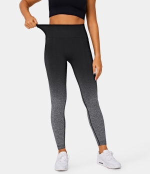 Halara Seamless Flow High Waisted Ombre Full Length Women's Leggings Black | 402785-EIG