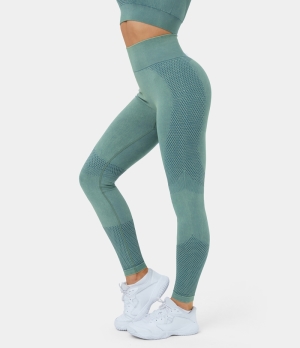 Halara Seamless Flow High Waisted Washed Yoga 7/8 Women's Leggings Shadow Blue | 952310-TYM