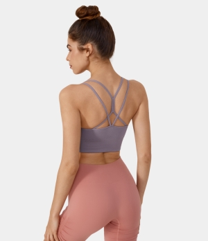 Halara Seamless Flow Low Support Crisscross Yoga Sports Bra Women's Tops Lavender Aura | MJZALHE-32