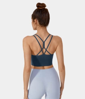Halara Seamless Flow Low Support Crisscross Yoga Sports Bra Women's Tops Titan | NTPBEDH-53