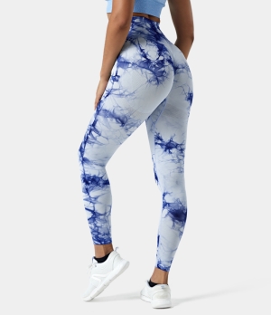 Halara Seamless Flow Super High Waist Tie Dye Yoga Women's Leggings Sky Blue | 081956-XKW