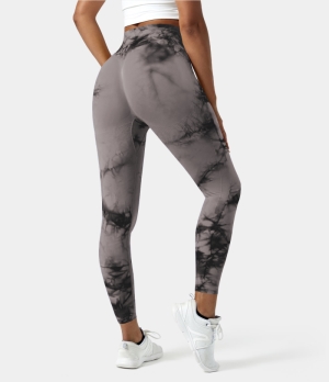 Halara Seamless Flow Super High Waist Tie Dye Yoga Women's Leggings Tie-dye Fossil Gray | 135976-WYD