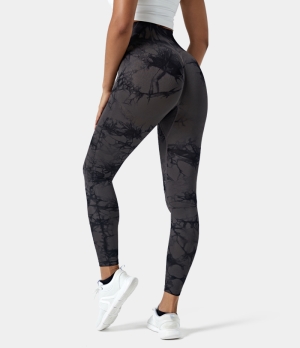 Halara Seamless Flow Super High Waist Tie Dye Yoga Women's Leggings Ebony | 214579-AMO