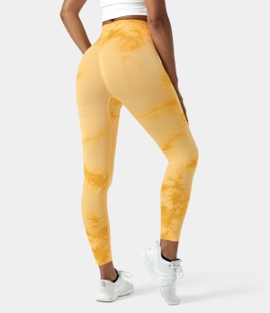 Halara Seamless Flow Super High Waist Tie Dye Yoga Women's Leggings Tie-dye Cornsilk | 427963-AGW