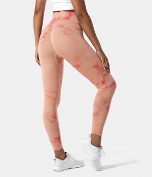 Halara Seamless Flow Super High Waist Tie Dye Yoga Women's Leggings Coral Almond | 842190-PZW