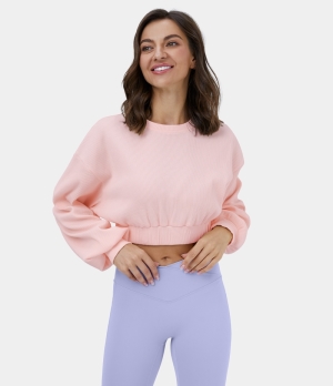 Halara Solid Dropped Shoulder Cropped Casual Sports Sweatshirt Women's Tops Potpourri | EADXGYC-78