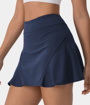 Halara Solid Hidden Side Pocket 2-in-1 Tennis Women's Skirts Dark Blue | 019864-VNM