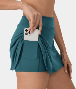 Halara Solid Hidden Side Pocket 2-in-1 Tennis Women's Skirts Aegean Blue | 173948-QTD
