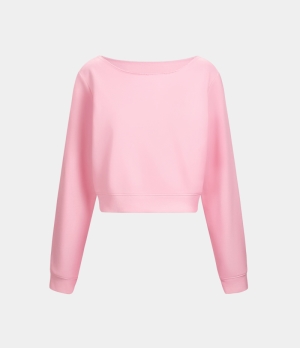 Halara Solid One Shoulder Long Sleeve Cropped Fleece Casual Sweatshirt Women's Tops Blushing Bride | YDMRPTE-27