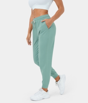 Halara SouffleSoft Elastic Waistband Pocket Couple Women's Jogger Aqua Haze | 501983-VCO