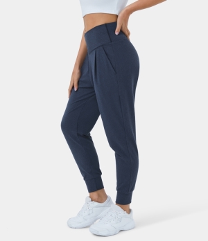 Halara SouffleSoft High Waisted Crossover Side Pocket Dance Women's Jogger Dark Blue | 305418-NDF
