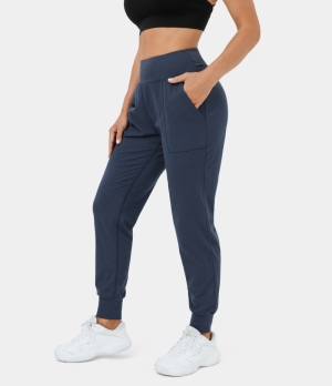 Halara SouffleSoft High Waisted Side Pocket Casual Women's Jogger Dark Blue | 370546-WRY