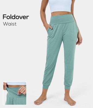 Halara SouffleSoft Super High Waisted Foldover Side Pocket Yoga Women's Jogger Aqua Haze | 835149-ZFK