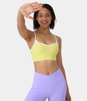 Halara Spaghetti Strap Color Block Cropped Yoga Tank Women's Tops Dusky Citron | TUDEXBV-36