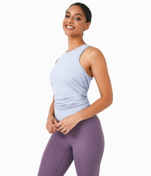 Halara Split Tie Back Tank-No Bra Women's Tops Sunday Best - Sky Blue | DGLCXUE-83