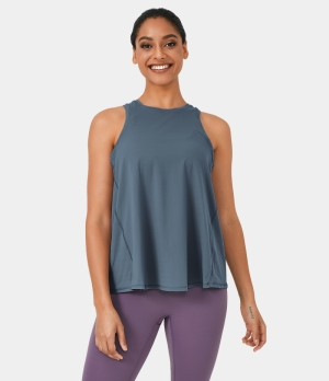 Halara Split Tie Back Tank-No Bra Women's Tops Genie in a Bottle - Steel Blue | DHNYAIF-91
