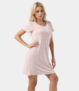 Halara Striped 2-in-1 Model Women's Dress Granite Rose | 173920-CBP