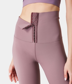 Halara Super High Waisted Butt Lifting Tummy Control Buckle-Front 7/8 Women's Leggings Lilac Blush | 730816-IWX