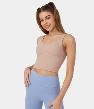 Halara U Back Cropped Yoga Tank Women's Tops Gray Morn | LTPRHZD-96